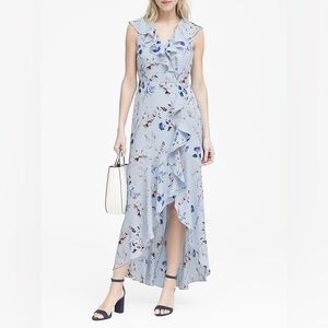 Banana Republic Light Blue Floral Maxi Dress